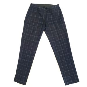 Theory "Item Cropped" Navy Plaid Pants